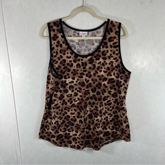 LuLaRoe Tan and Brown Leopard Print Tank Top Plus Size - Picture 1 of 6